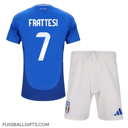 Italien Davide Frattesi #7 Fußballbekleidung Heimtrikot Kinder EM 2024 Kurzarm (+ kurze hosen)